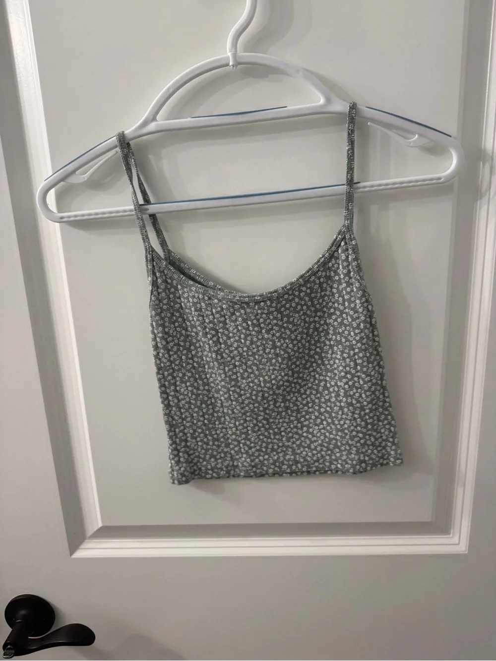 brandy Green Floral Spaghetti Strap Crop Top